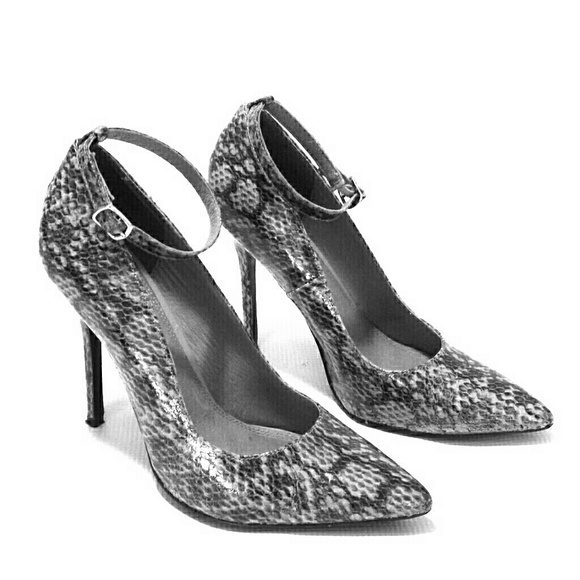 SOLD Ankle Strap Snake Skin Stilettos