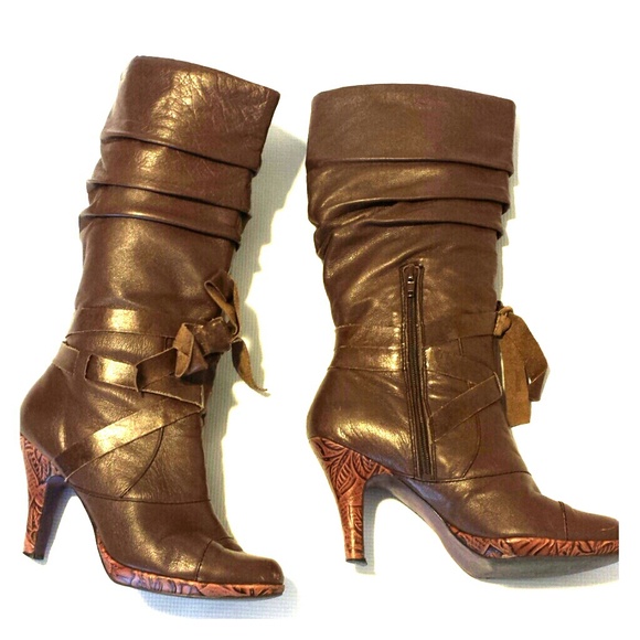 Chocolate Brown Kenzie Ruched Boots