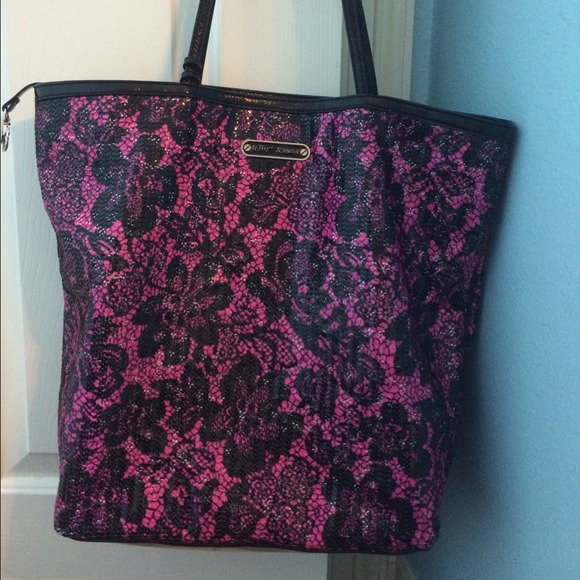 Betsey Johnson pink and black tote