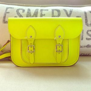Cambridge Satchel 11in Authentic Neon Yellow Bag