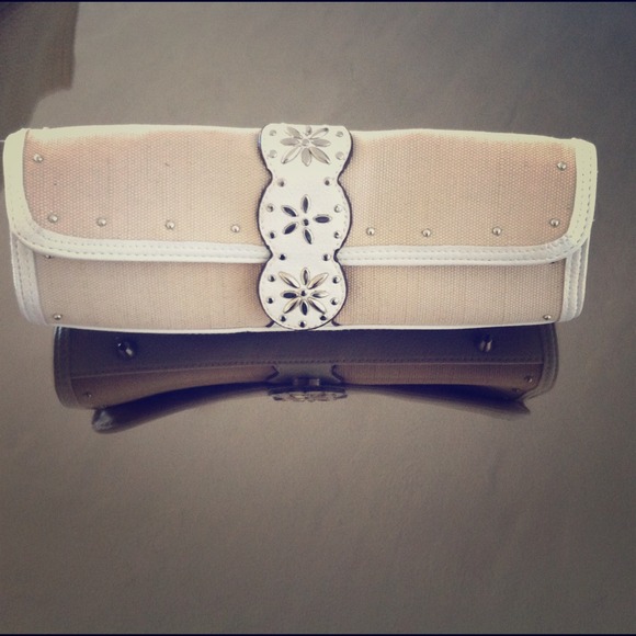 Woven Canvas With White Vegan Leather Trim