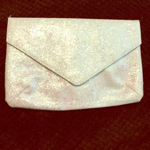 White glitter clutch
