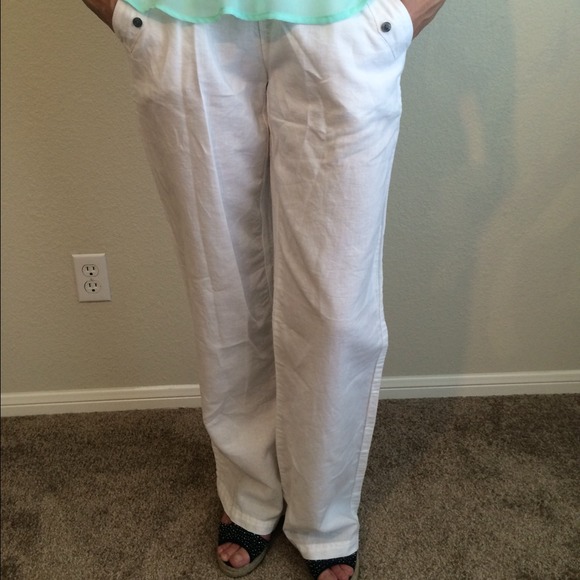 Volcom White Linen Pants & lace Tan Dress @87mony