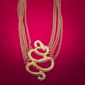 Chunky gold snake necklace