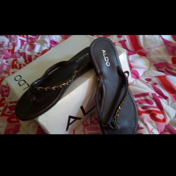 ALDO brown flip flops