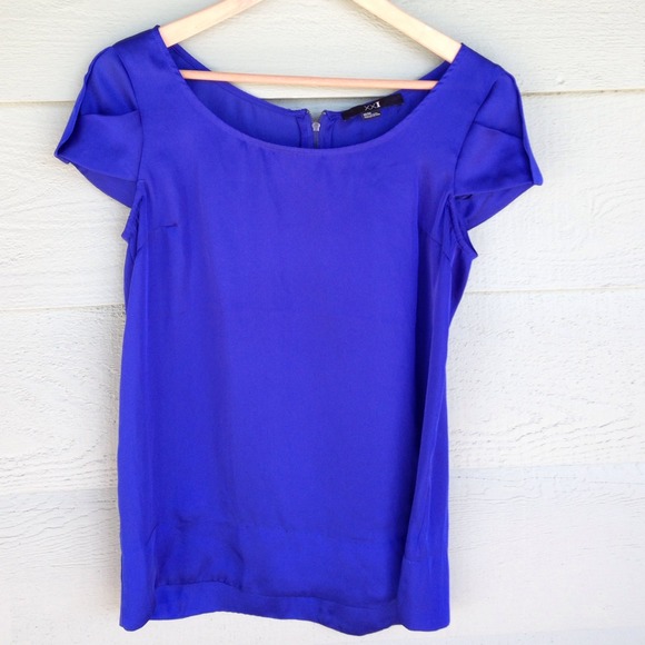 Forever 21 Blue satin zip back top