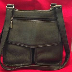 Leather handbag.