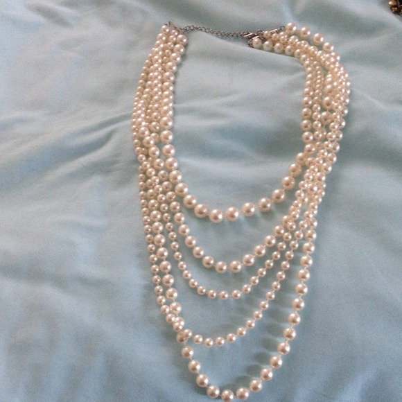 Multi strand faux pearl necklace