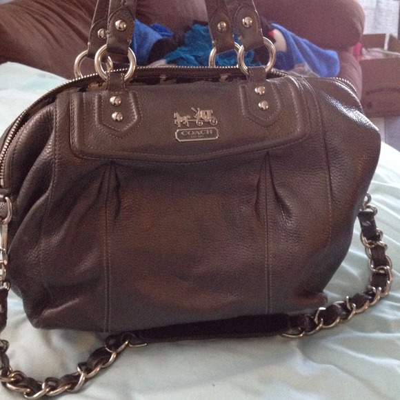 Authentic coach metallic "bowling" bag