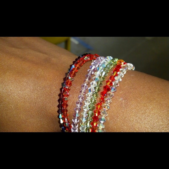4 Swarovski Crystal Skinny Bracelets