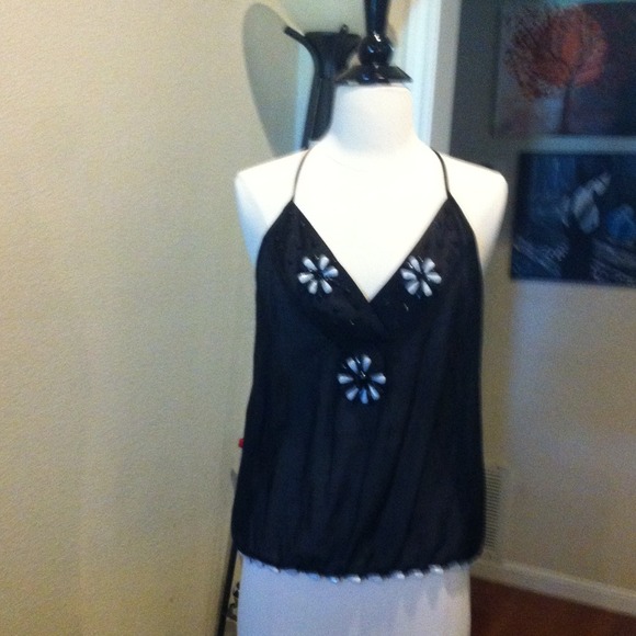 Silk/cotton blend halter top