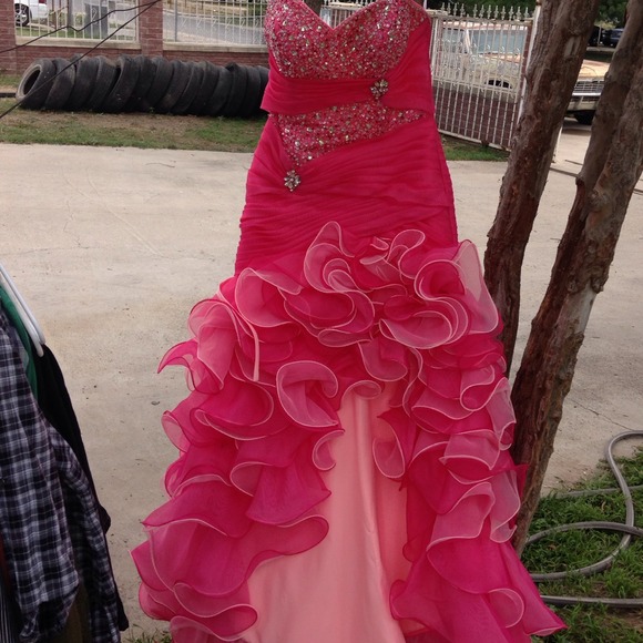 Hi to low corset prom dress