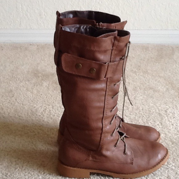 Brown lace up boots
