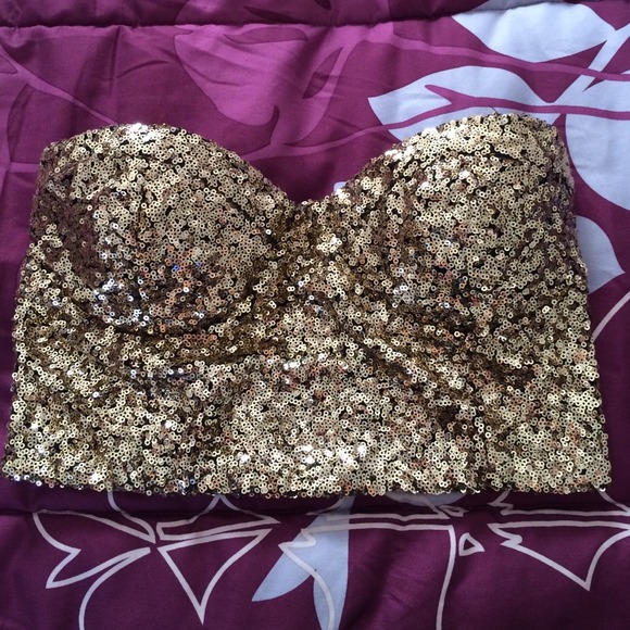 Gold sequin crop top