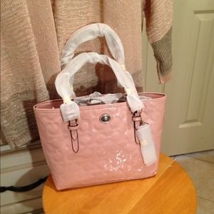 Coach pink patent leather small bag or clutch