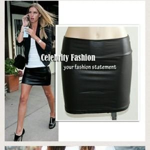 Bundle Black leather skirt/white shirt