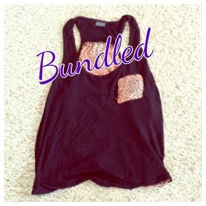 Black Tank with Cheetah Pocket/Back