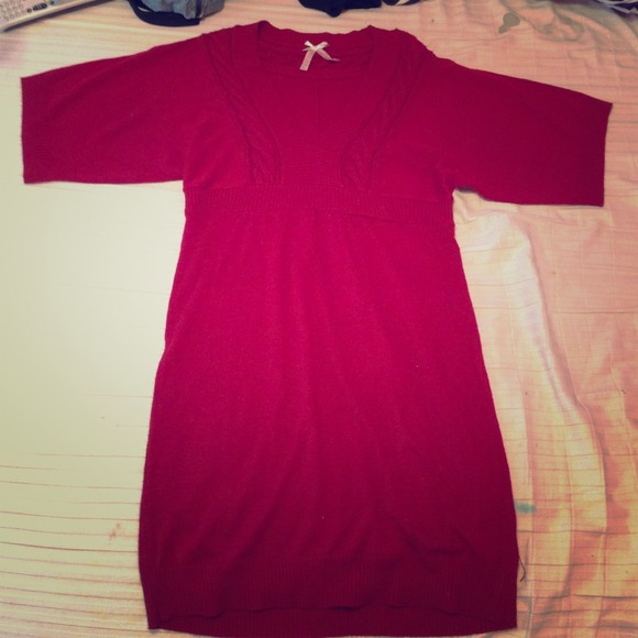100% acrylic red sweater dress