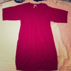 100% acrylic red sweater dress