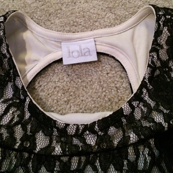 Black Lace & Nude Mini Dress - Picture 3 of 4