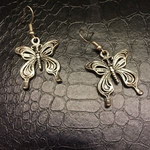 Silver colored butterfly earrings