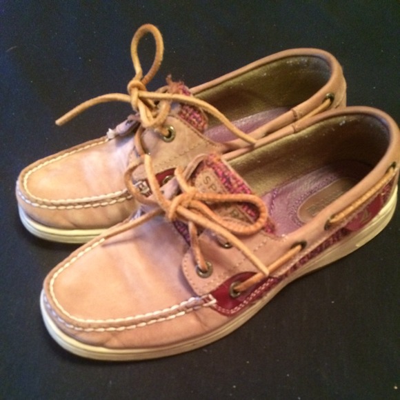Tan marron/multi color sperry's