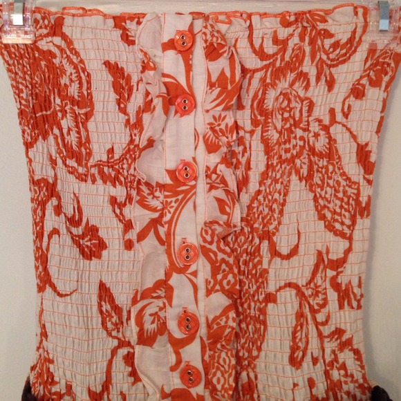 Orange and white dress with belt. Size L - Picture 3 of 4