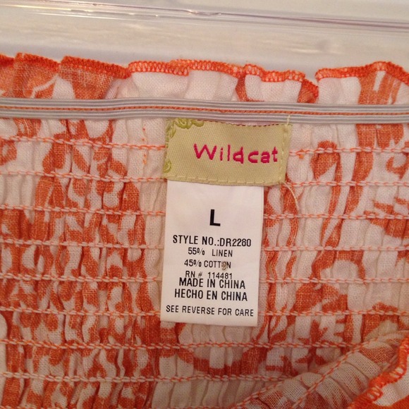 Orange and white dress with belt. Size L - Picture 4 of 4