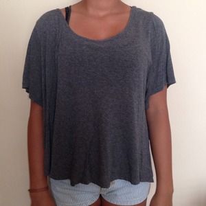 Grey Flowy tied back shirt