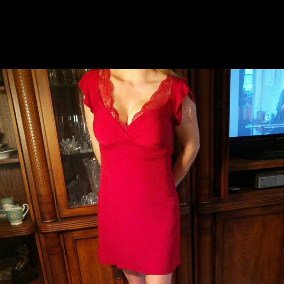 Sexy little red dress with lace L by Wrapper NWT