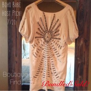BUNDLE! NWOT Cream Metal Beaded Dress & Hat