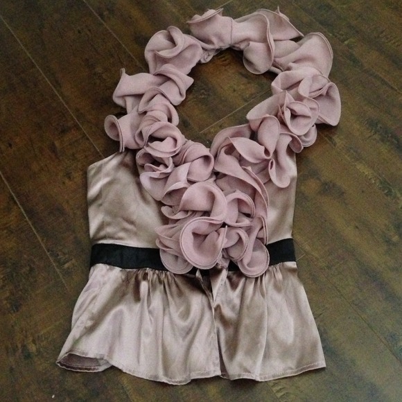 Bebe Tops Bebe Triple Layer Ruffle Halter Poshmark