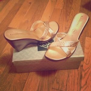 Gold Wedge Sandals Handmade in Italy