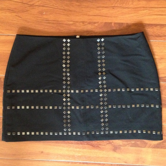Black skirt with metallic studs