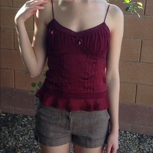 Pretty silk maroon tank