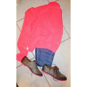 Tan Oxford with pink bottom 8.5