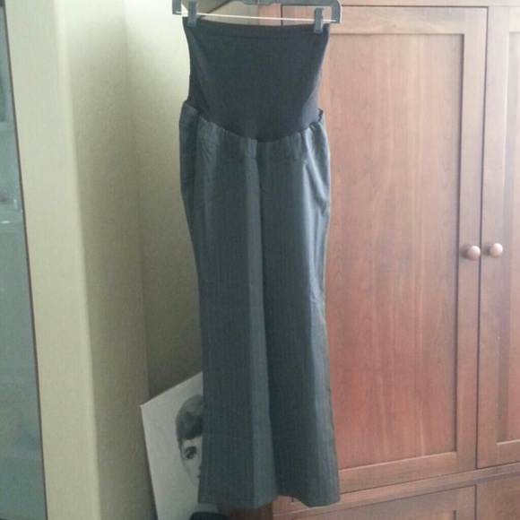 Green Pinstripe Maternity Dress Pants