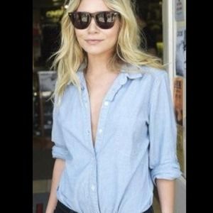 Brand new with tags M blue button down express top