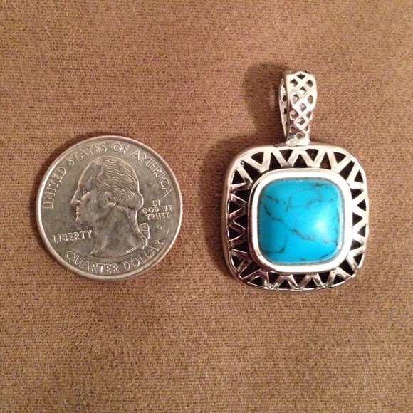SOLD-Turquoise and silver Lia Sophia slide/pendant - Picture 2 of 4