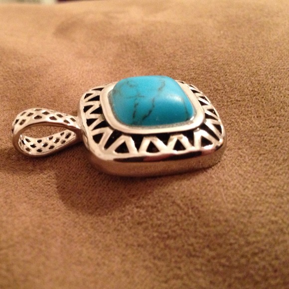 SOLD-Turquoise and silver Lia Sophia slide/pendant - Picture 3 of 4