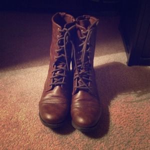 Brown combat boots