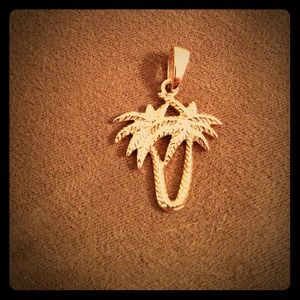 SOLD- Gold palm tree pendant