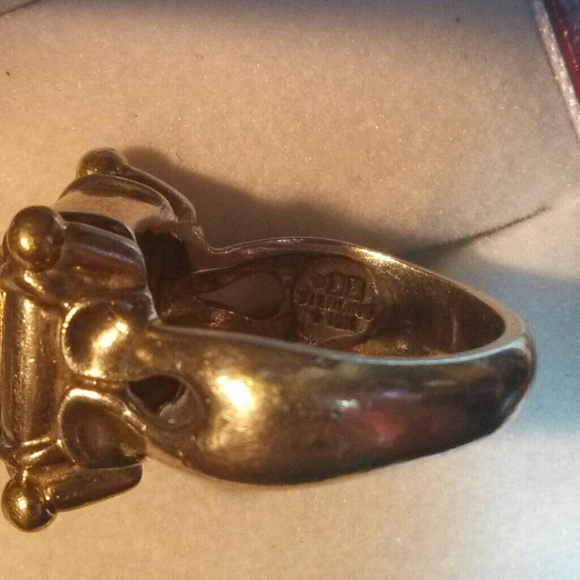 18K gold and sterling marked black diamond ring - Picture 3 of 4