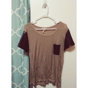 Faux leather tee