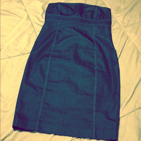 Zara Dresses & Skirts - Zara Denim Stretch Strapless Dress