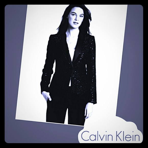 Calvin Klein Sequined One Button Blazer