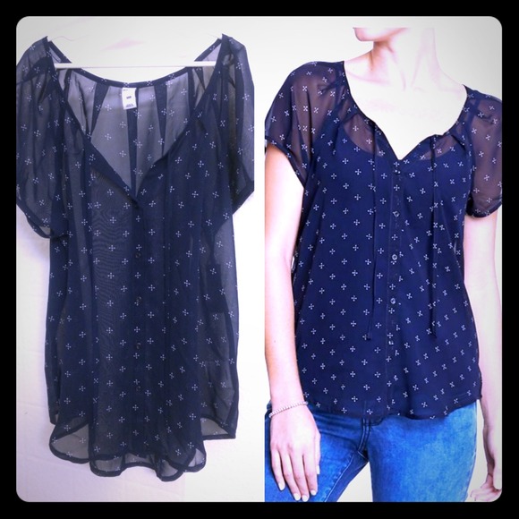❌SOLD❌NWT. Navy blue chiffon blouse - Picture 1 of 3