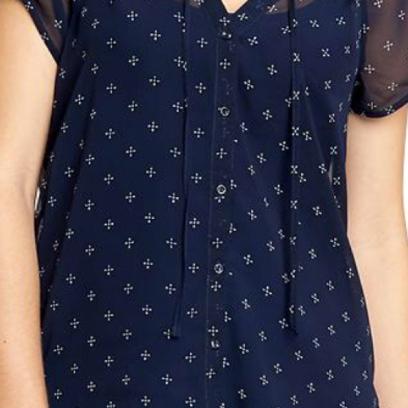 ❌SOLD❌NWT. Navy blue chiffon blouse - Picture 3 of 3