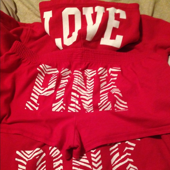 Victoria's Secret PINK zebra hoodie and shorts set