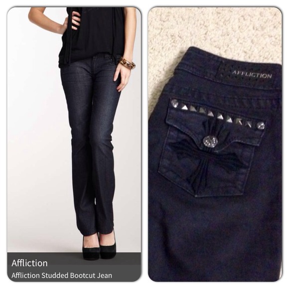 AFFLICTION studded black bootcut jean